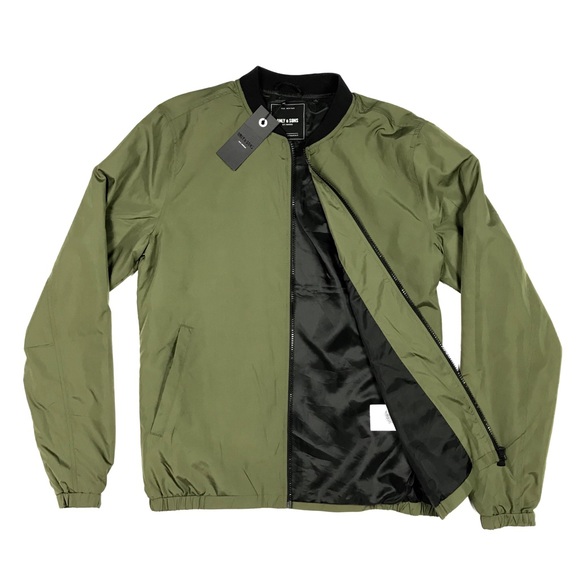 Only & Sons Green Thin Bomber Jacket - Picture 2 of 2